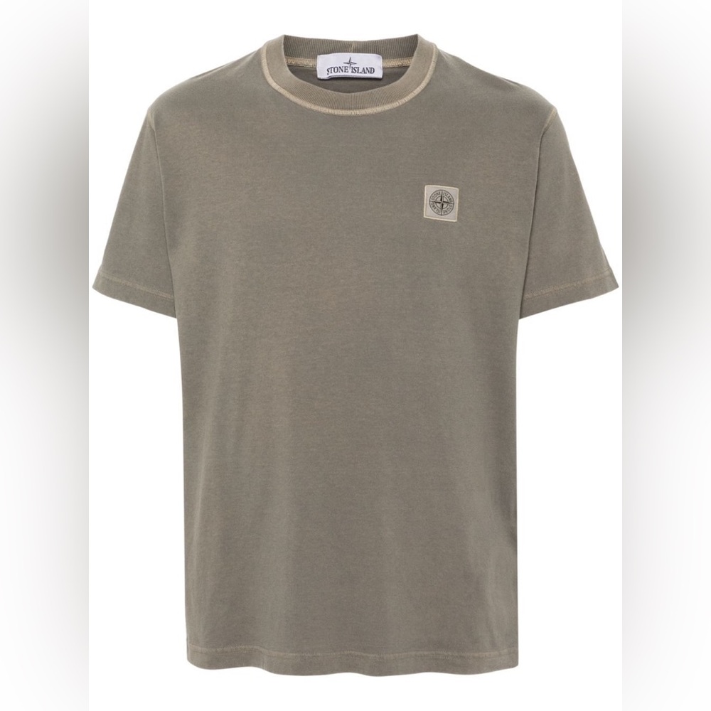 Brand New Stone Island Cotton T-shirt With Compass Logo Patch Sz M (Dove Grey)